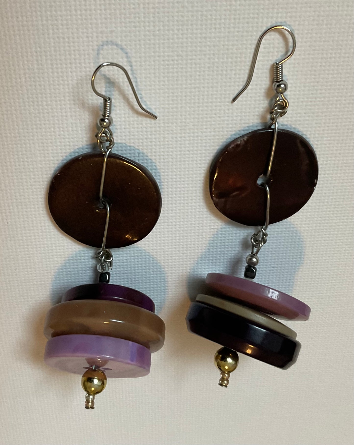 Wooden-Button  handmade Earrings