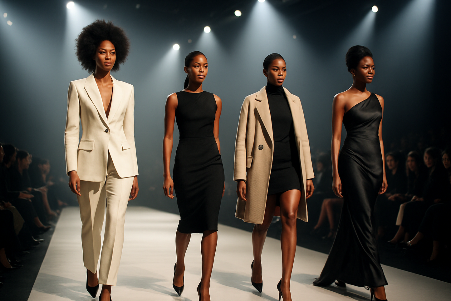 Fashion show black women on stage