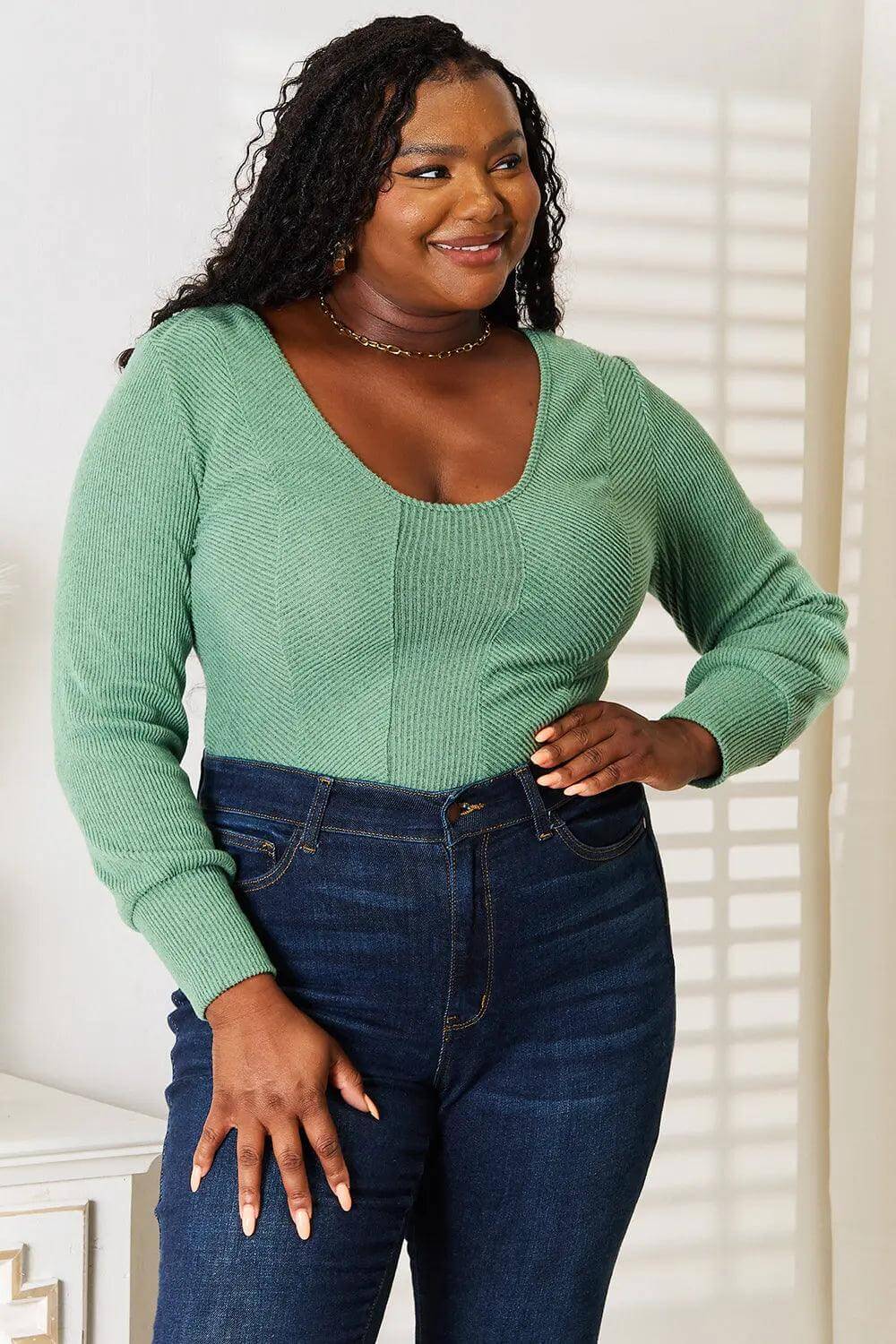 Basic Bae Scoop Neck Long Sleeve Top - M. Burks Pretty Boutique LLC.shop