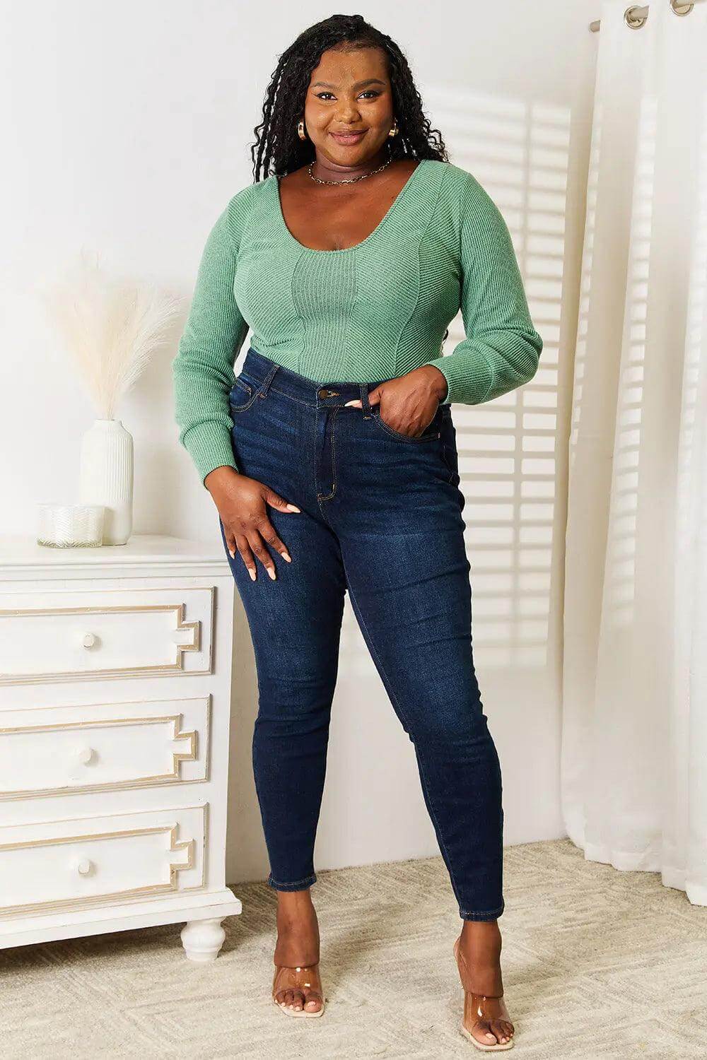 Basic Bae Scoop Neck Long Sleeve Top - M. Burks Pretty Boutique LLC.shop