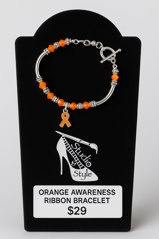 Orange Awareness Ribbon Bracelet Hamd-Made