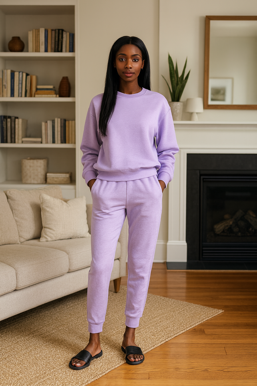 Zenana Scuba Mock Neck Sweatshirt and Joggers Set