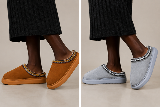 Faux Fur Suede Platform Slippers