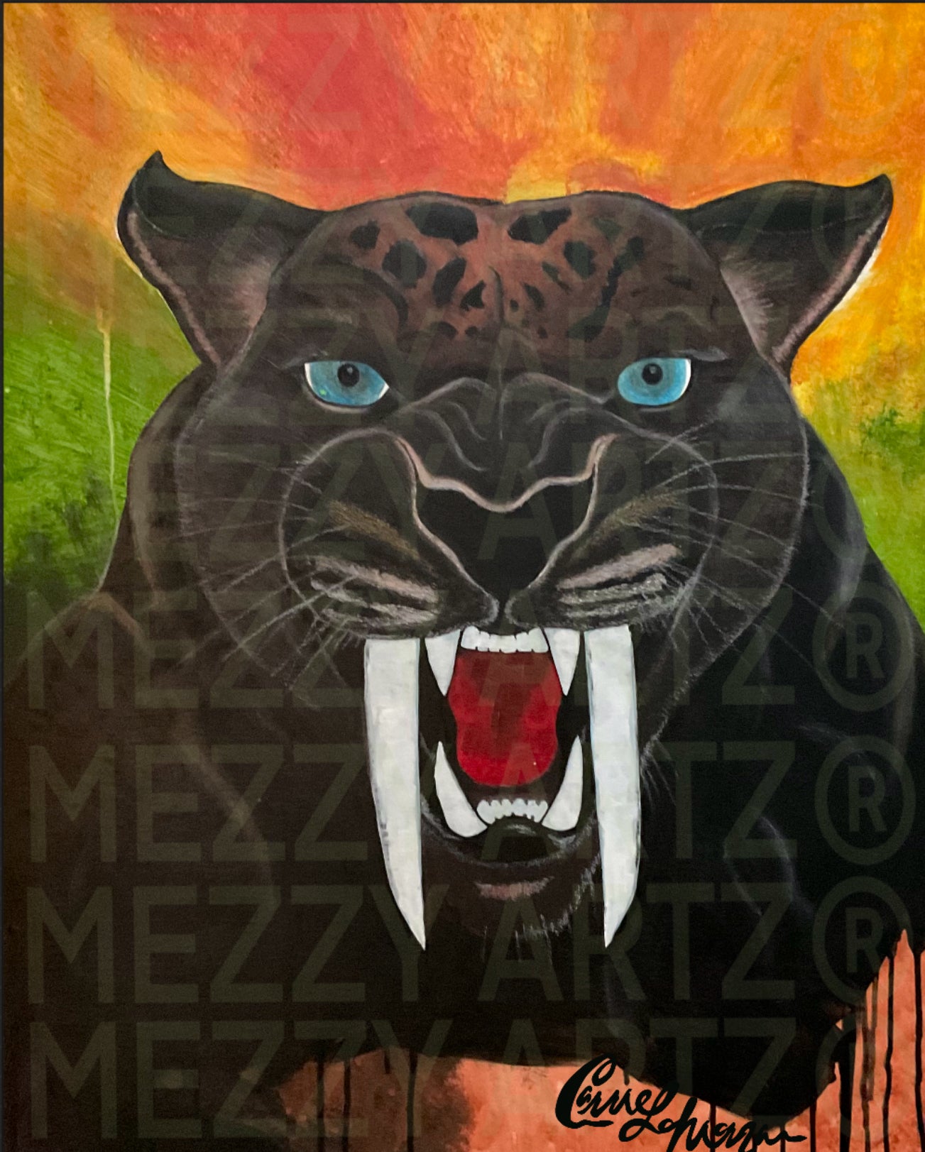 Saber-Tooth Panther Artwork By Carrie Morgan (24x30)