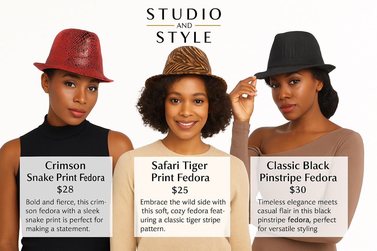 Crimson Snake Print Fedora Hat