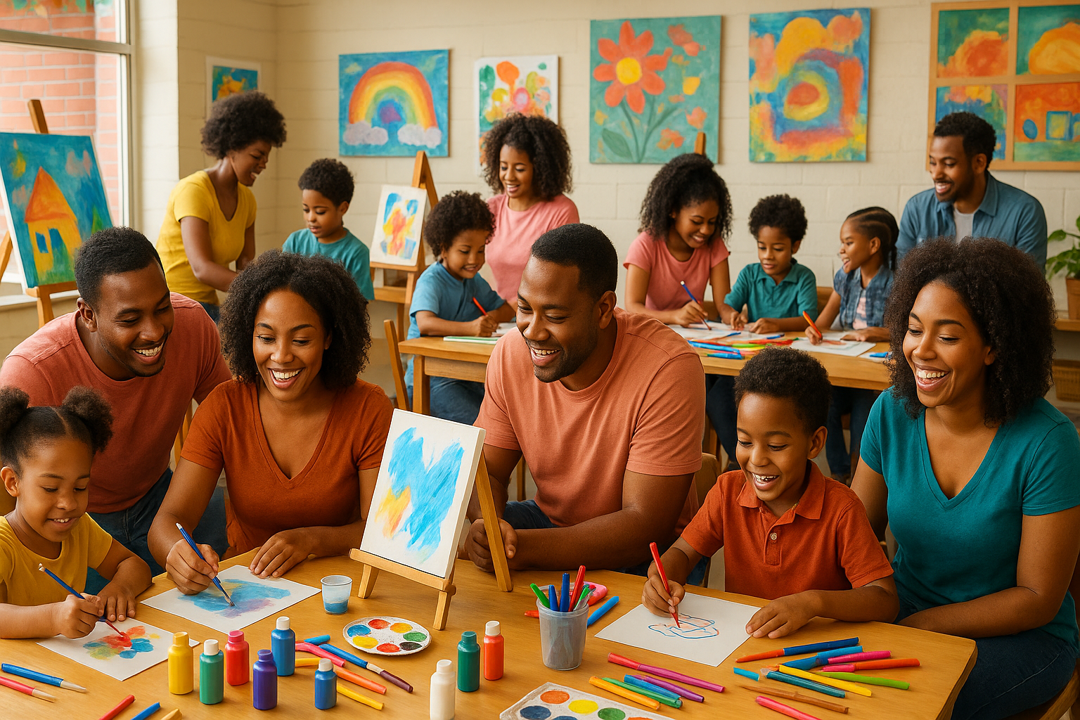 Art party with black families real