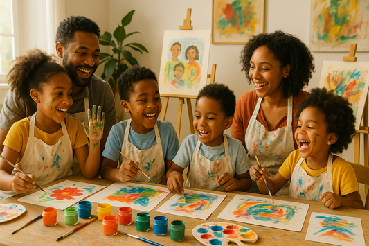 create family paint session with black people