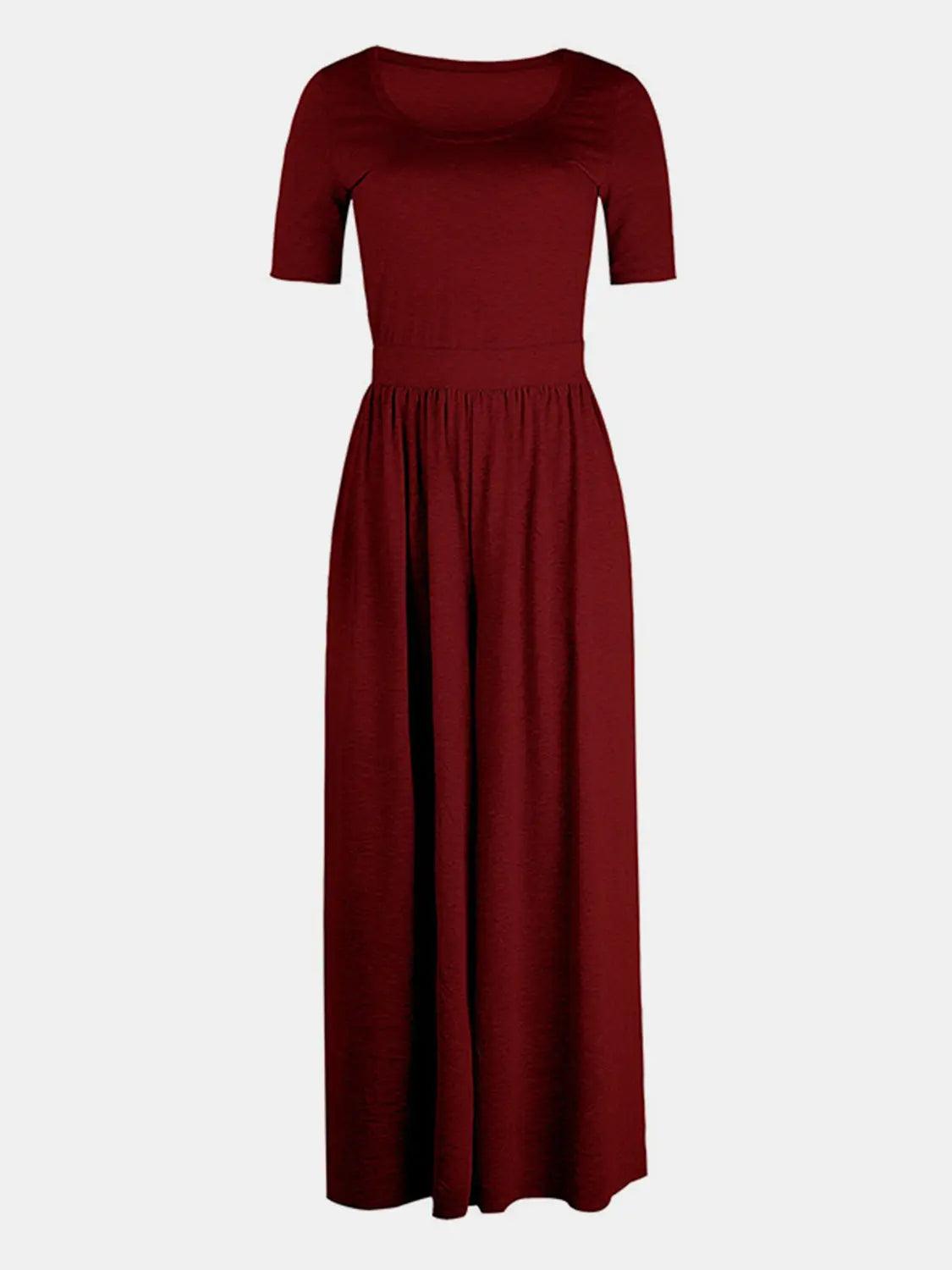 Scoop Neck Short Sleeve Jumpsuit - M. Burks Pretty Boutique LLC.shop